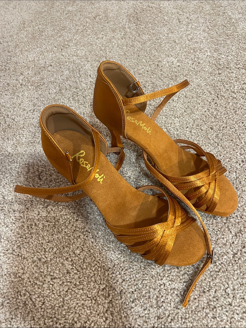 Rosetti Satin Strappy Orange Ballroom Dance Heels